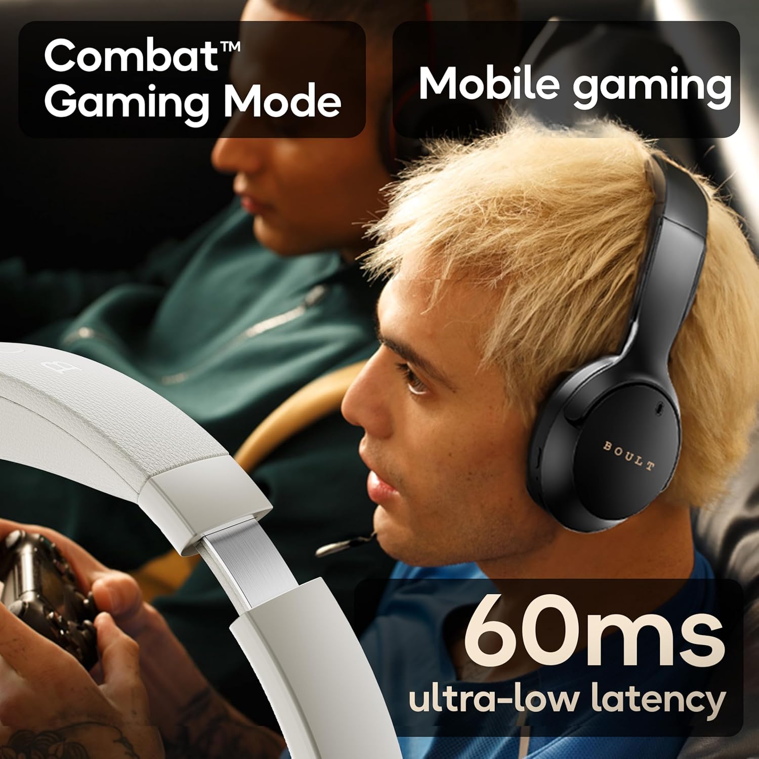Boult Q Over Ear Bluetooth Headphones with 70H Playtime, 40mm Bass Drivers, Zen™ ENC Mic, Type-C Fast Charging, 4 EQ Modes, Bluetooth 5.4, AUX Option, Easy Controls, IPX5 Wireless Headphones (Beige)