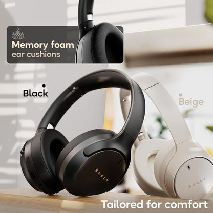 Boult Q Over Ear Bluetooth Headphones with 70H Playtime, 40mm Bass Drivers, Zen™ ENC Mic, Type-C Fast Charging, 4 EQ Modes, Bluetooth 5.4, AUX Option, Easy Controls, IPX5 Wireless Headphones (Black)