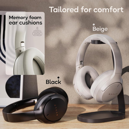 Boult Q Over Ear Bluetooth Headphones with 70H Playtime, 40mm Bass Drivers, Zen™ ENC Mic, Type-C Fast Charging, 4 EQ Modes, Bluetooth 5.4, AUX Option, Easy Controls, IPX5 Wireless Headphones (Beige)