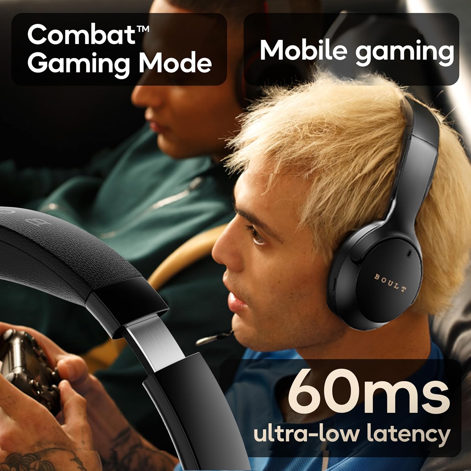 Boult Q Over Ear Bluetooth Headphones with 70H Playtime, 40mm Bass Drivers, Zen™ ENC Mic, Type-C Fast Charging, 4 EQ Modes, Bluetooth 5.4, AUX Option, Easy Controls, IPX5 Wireless Headphones (Black)