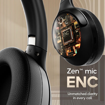 Boult Q Over Ear Bluetooth Headphones with 70H Playtime, 40mm Bass Drivers, Zen™ ENC Mic, Type-C Fast Charging, 4 EQ Modes, Bluetooth 5.4, AUX Option, Easy Controls, IPX5 Wireless Headphones (Black)