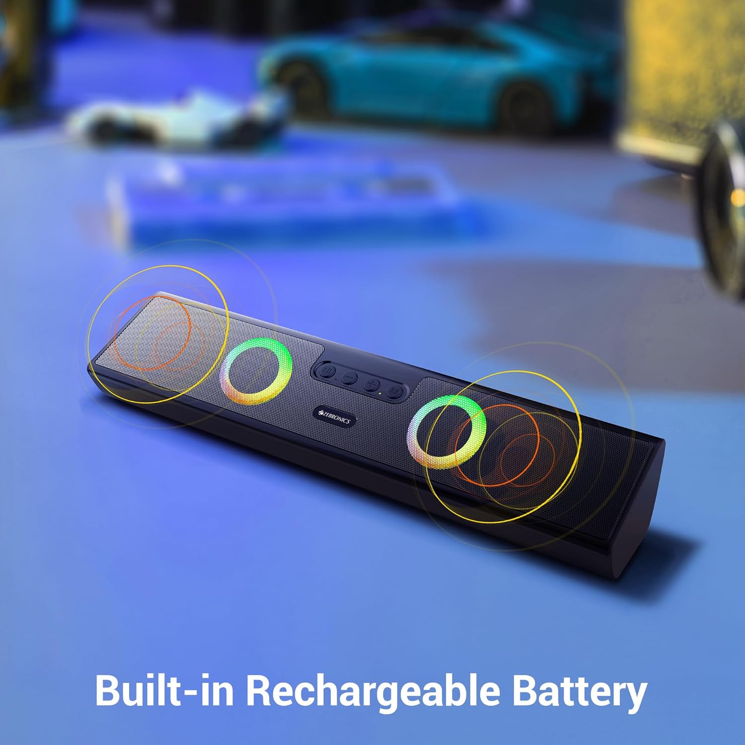 ZEBRONICS Astra 35, Portable Bluetooth Speaker, 16 Watts, Upto 24h Backup, Dual Drivers + Dual Passive Radiators, Call Function, Bluetooth v5.3 | USB | mSD| AUX, TWS, RGB LED
