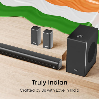 Mivi Fort H350 Soundbar [Just Launched], 5.1 Channel with 3 Built-in Speakers, 2 Satellite Speakers & External Subwoofer, Multiple EQ/Input Modes, Home Theatre 5.1,Made in India Sound Bar