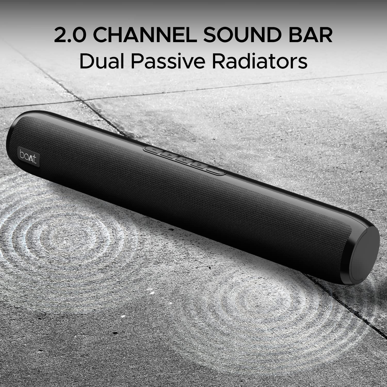Boat Aavante Bar 610 Bluetooth Soundbar with 25W RMS Signature Sound, 2.0 Channel with Dual Passive Radiators, Upto 7 Hours Playback & Multi Connectivity(Charcoal Black)