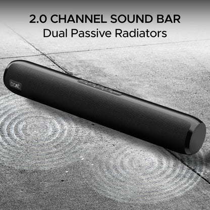 Boat Aavante Bar 610 Bluetooth Soundbar with 25W RMS Signature Sound, 2.0 Channel with Dual Passive Radiators, Upto 7 Hours Playback & Multi Connectivity(Charcoal Black)