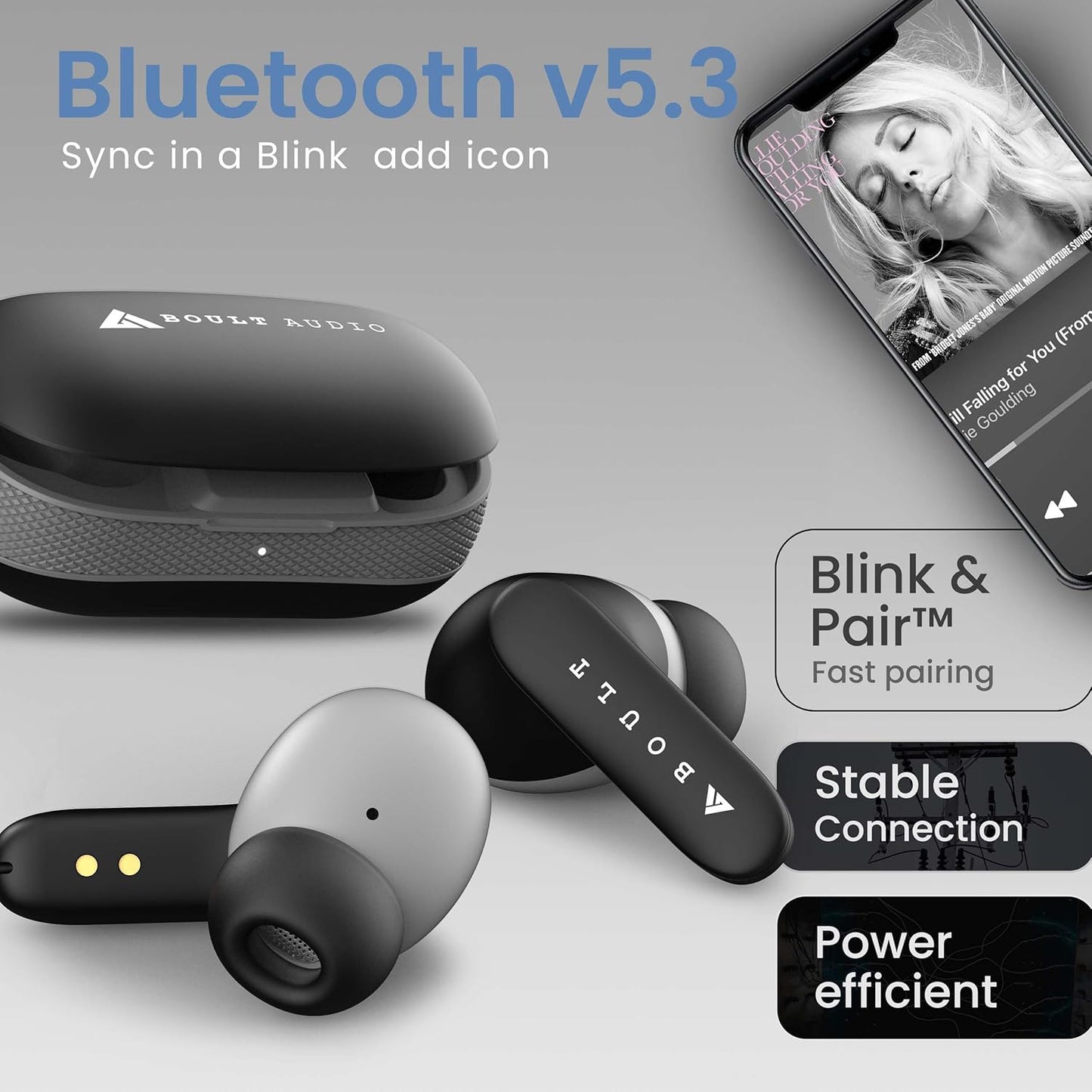 Boult Z20 Truly Wireless Bluetooth Ear Buds with 51H Playtime, Zen™ Calling ENC Mic, Made in India, Low Latency Gaming, Touch Controls, Rich Bass Drivers, TWS Earbuds Bluetooth Wireless (Jet Black)