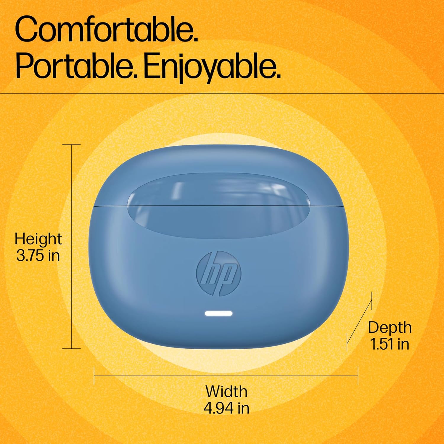 HP H150 True Wireless Earbuds, Bluetooth Connectivity, Digital Active Noise Cancelation, 7 Hours of Playtime, Fingerprint Touch, IPX3 Water-Resistant Design, 1-Year Limited Warranty, Blue, A20QBAA
