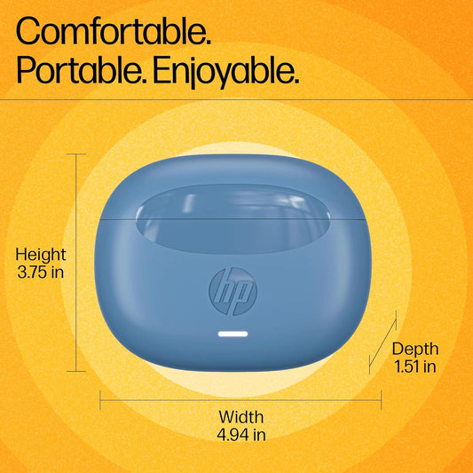 HP H150 True Wireless Earbuds, Bluetooth Connectivity, Digital Active Noise Cancelation, 7 Hours of Playtime, Fingerprint Touch, IPX3 Water-Resistant Design, 1-Year Limited Warranty, Blue, A20QBAA