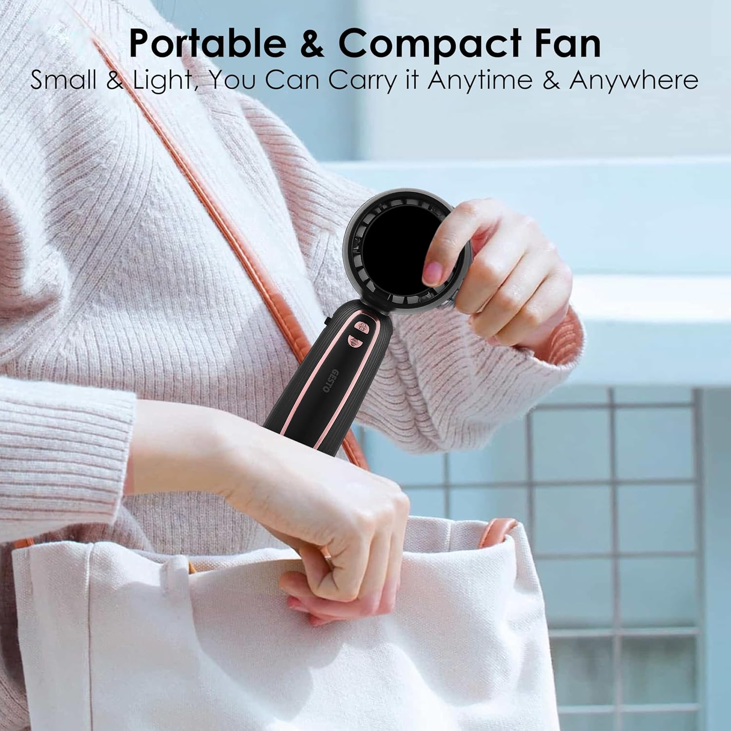 Gesto Portable Fan Rechargeable With Digital Display – High Speed With 100 Speed Modes | Mini Fan,Small Fan,USB Charging Hand Fan with 4000mAh Battery Upto 20 Hrs Runtime | Travel,Women’s Makeup