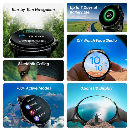 boAt Lunar Discovery w/ 1.39" (3.5 cm) HD Display, Turn-by-Turn Navigation, DIY Watch Face Studio, Bluetooth Calling, Emergency SOS, QR Tray, Smart Watch for Men & Women(Active Black)