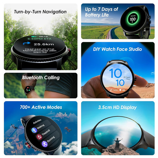 boAt Lunar Discovery w/ 1.39" (3.5 cm) HD Display, Turn-by-Turn Navigation, DIY Watch Face Studio, Bluetooth Calling, Emergency SOS, QR Tray, Smart Watch for Men & Women(Active Black)